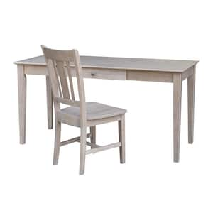 Weathered Taupe Gray 60 in. W Solid Wood Writing Desk and Chair (2-pc set)