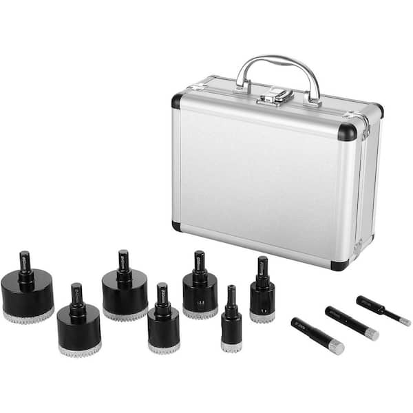 Diamond Core Drill Bit Set Power Tool 10-Pieces Diamond Hole Saw Kit Triangular Shank w/ Storage Case Diamond Drill Bits