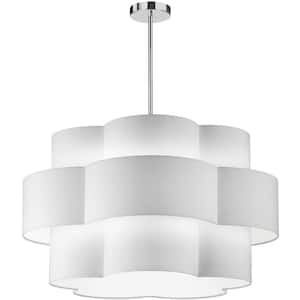 Phlox 4 Light Polished Chrome Shaded Chandelier with White Fabric Shade
