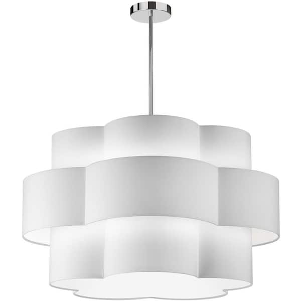 Dainolite Phlox 4 Light Polished Chrome Shaded Chandelier with White Fabric Shade