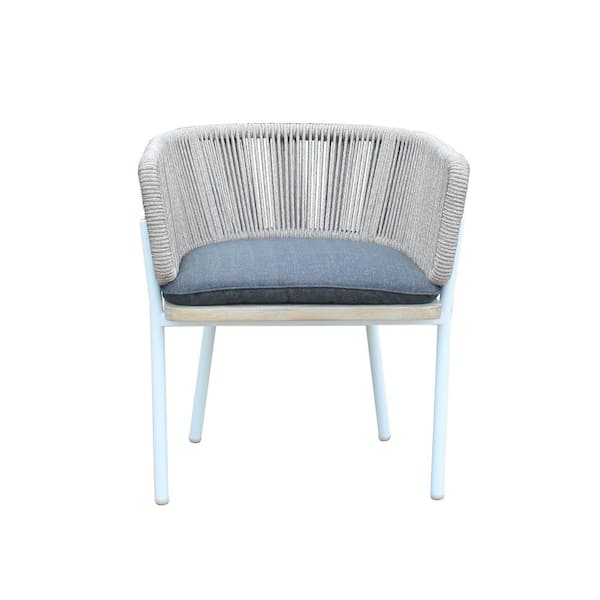 Melina Patio Wood, Aluminum and Rope Dining Chair White Legs (Set Of 2)