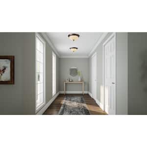 Earle 15 in. 2-Light Oil-Rubbed Bronze Flush Mount with Glass Shade