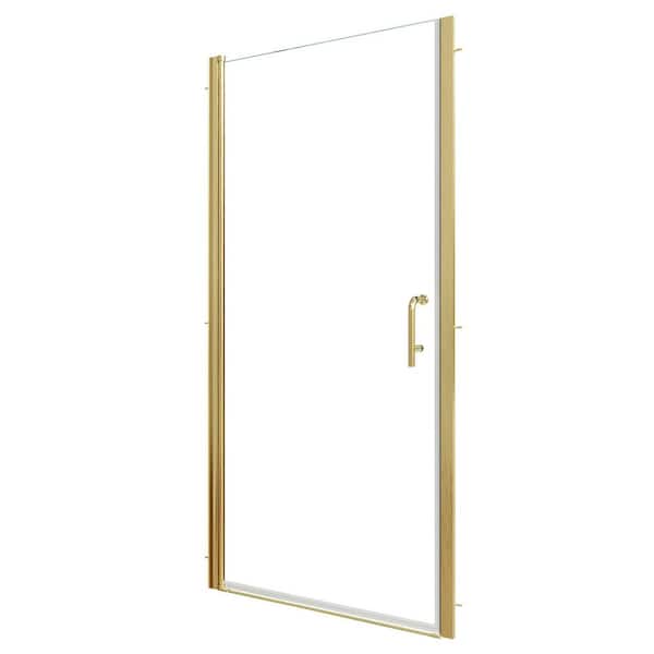 36 in. W x 72 in. H Pivot Semi-Frameless Shower Door in Brushed Gold with 1/4 in. Clear Glass,304 Stainless Steel Handle