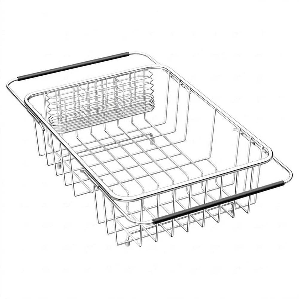 Stainless Steel Expandable Over Sink Dish Rack Adjustable Metal Dish ...