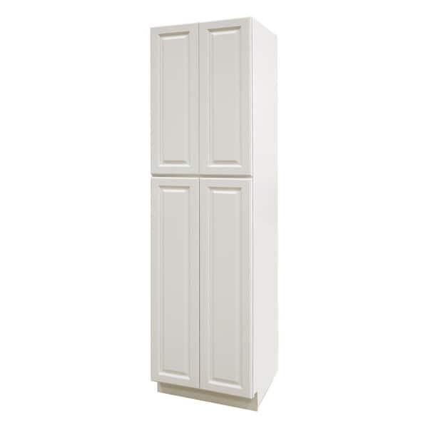 LaPort Assembled 24x90x24 in. 4 Door Tall Pantry with 6 Shelves in Classic White