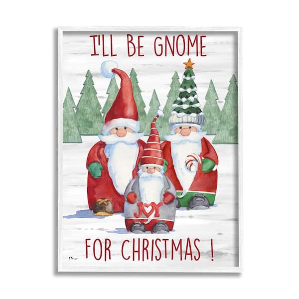 Stupell Industries Gnome for Christmas Phrase by Paul Brent 1 Piece Framed Graphic Print Typography Poster Art Print 14 in. x 11 in.