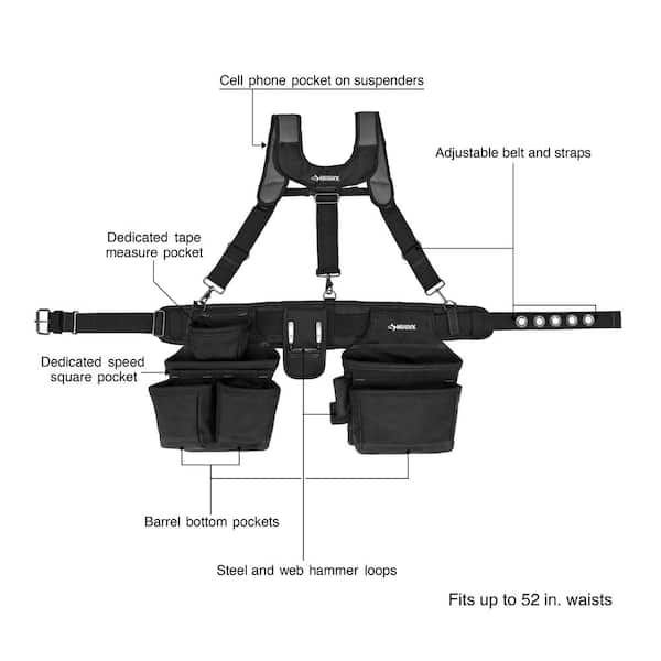 NON STRETCH TOOL BELT WORK INDUSTRIAL SUPPORT LOOPS 