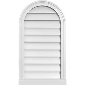 18 in. x 32 in. Round Top White PVC Paintable Gable Louver Vent Non-Functional
