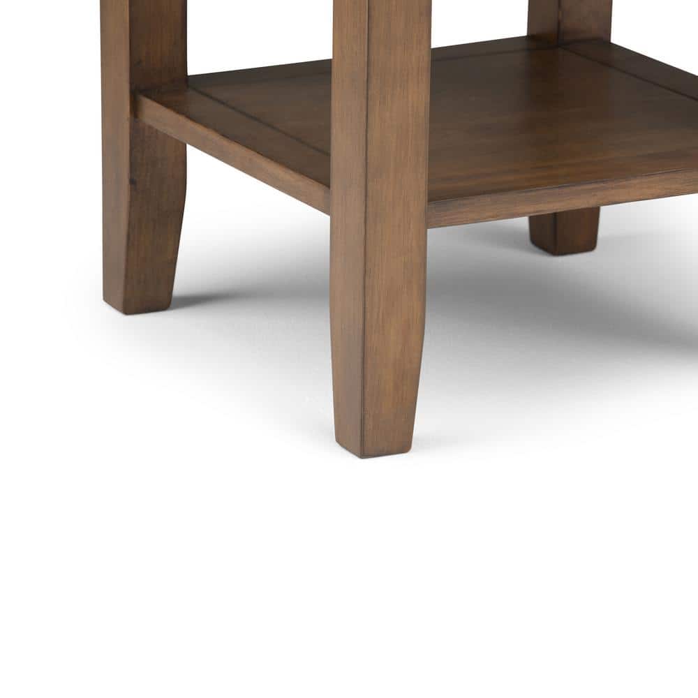 Rustic Natural Aged Brown Wood Square End Table with Storage