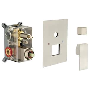 1-Handle Wall Mount Rough-In Valve Shower Trim Kit in Brushed Nickel with 2-Way Outlet Shower Diverter (Valve Included)