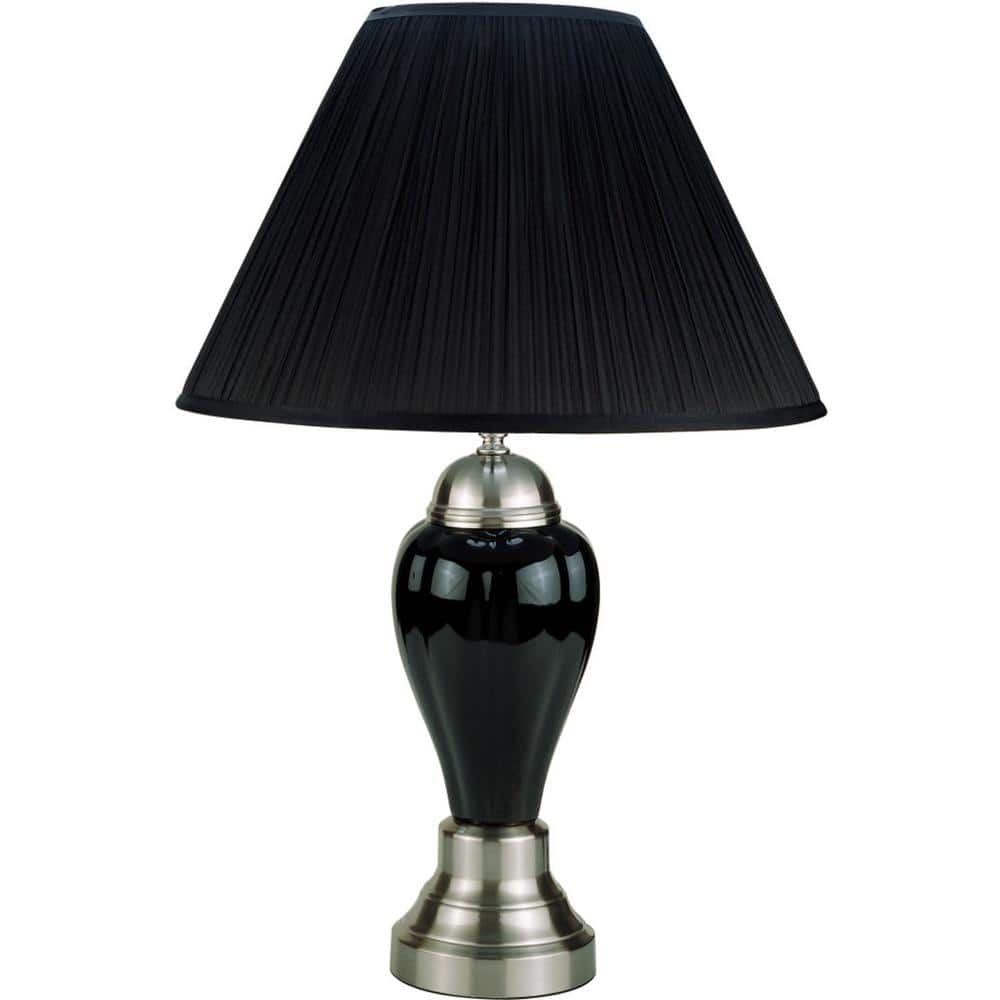 27 in. Black Ceramic Standard Light Bulb Bedside Table Lamp with Black Linen Shade price history on PriceWatchPro