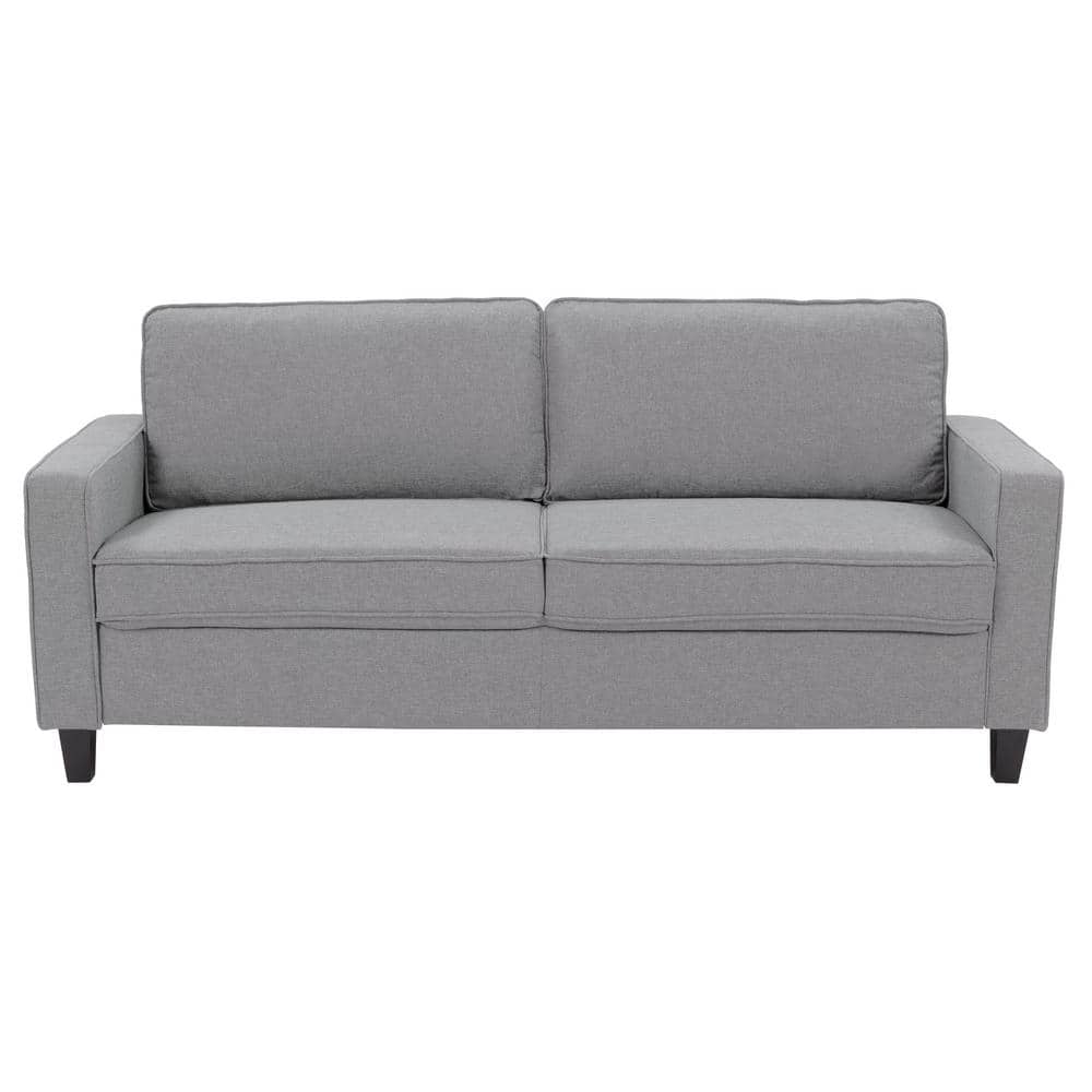 CORLIVING 78 in. Gray Square Arm Polyester Rectangular 3Seater
