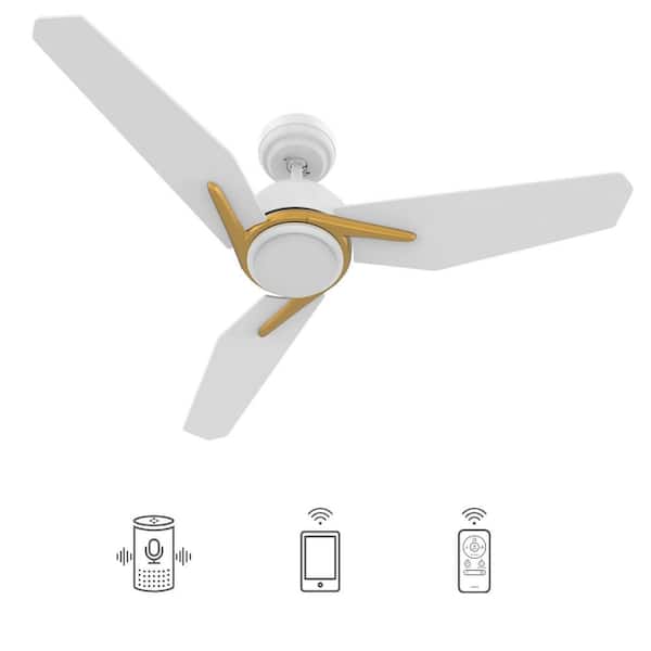 CARRO Tilbury 48 in. Dimmable LED Indoor/Outdoor White Smart Ceiling Fan with Light and Remote, Works with Alexa/Google Home