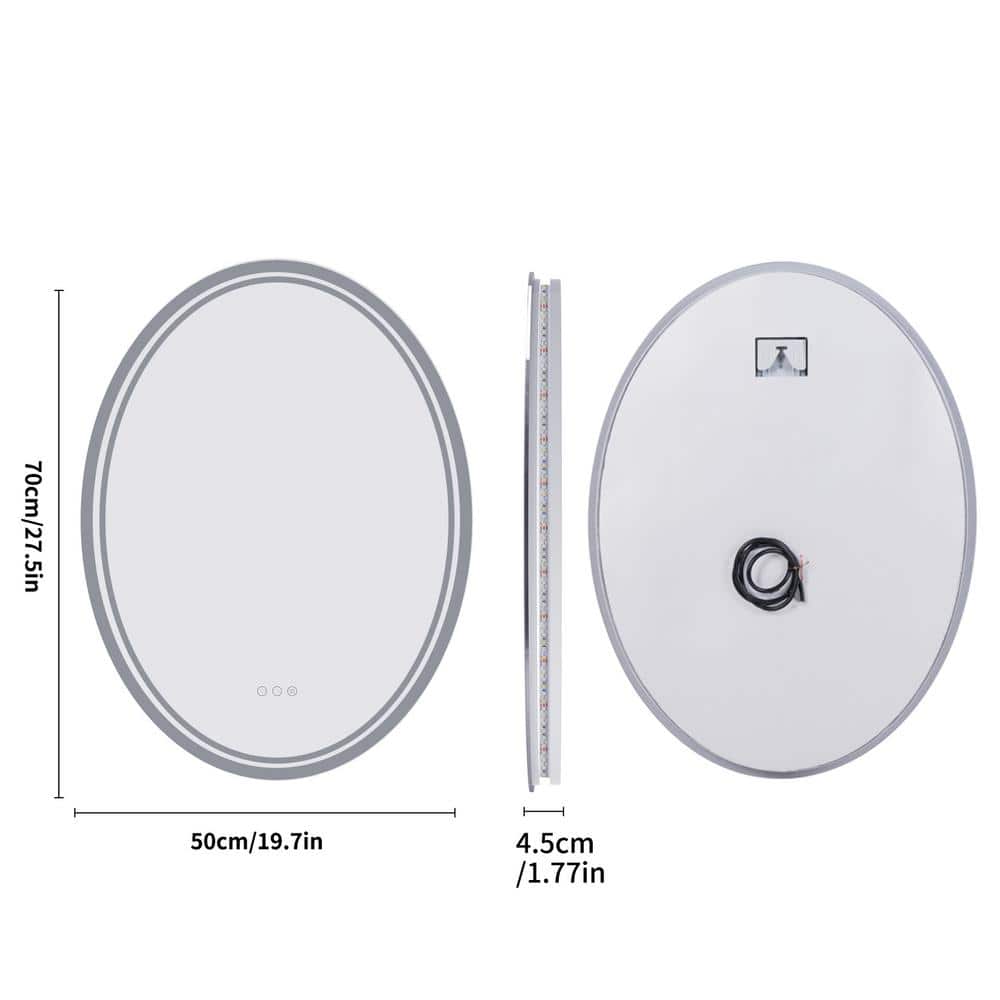 28 in. W x 20 in. H Large Oval Frameless Anti-Fog Dimmable Backlit Memory Wall Bathroom Vanity Mirror in Tempered Glass price history on PriceWatchPro