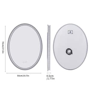 28 in. W x 20 in. H Large Oval Frameless Anti-Fog Dimmable Backlit Memory Wall Bathroom Vanity Mirror in Tempered Glass
