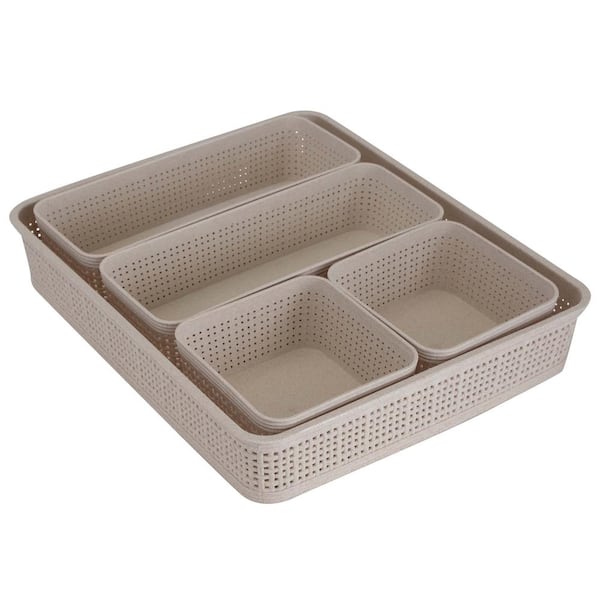 Unbranded 5-Pack Organizing Basket Set in Natural