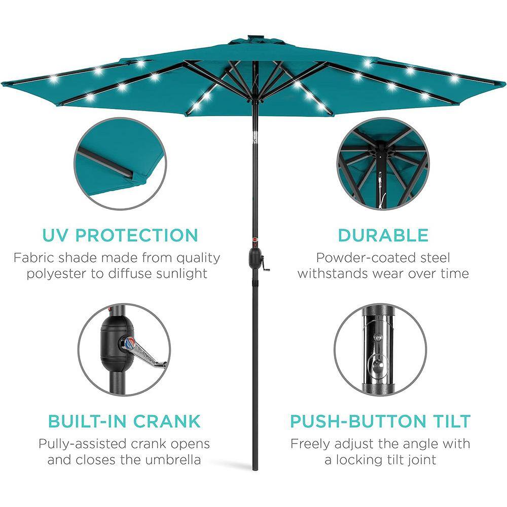Cerulean 10ft Solar LED Lighted Patio Umbrella with Tilt Adjustment