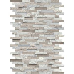 Feature Multi 12.01 in. x 17.99 in. Splitface Marble Mosaic Tile- ( 1.5 sq ft. -1 Each)