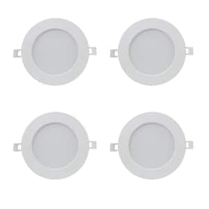 6 in. 75W Equivalent 3000K Bright White Canless Dimmable Integrated LED Retrofit Recessed Light Flat Panel Trim 4-Pack