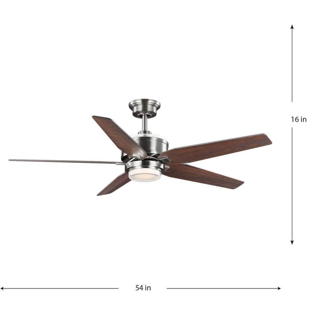 Brushed Nickel 54'' Ceiling Fan with LED Light and Remote