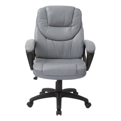 Charcoal Grey Faux Leather Managers Chair with Padded Arms