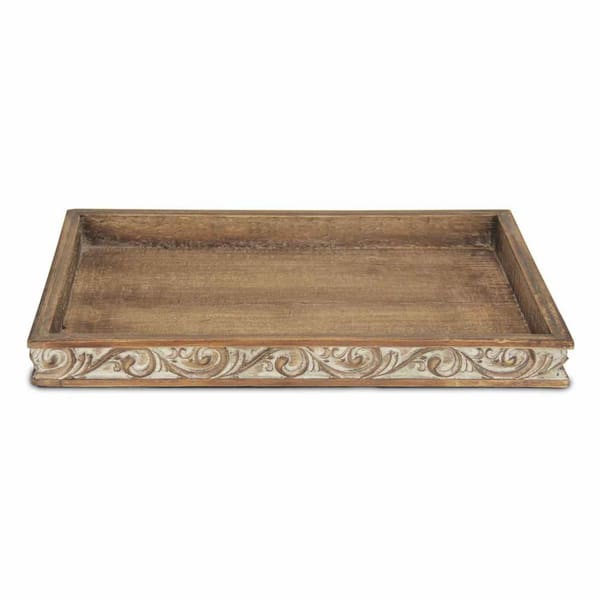 HomeRoots Amelia 16.5 in. W x 1.5 in. H x 10.5 in. D Rectangle Brown Wood Dinnerware and Serving Storage