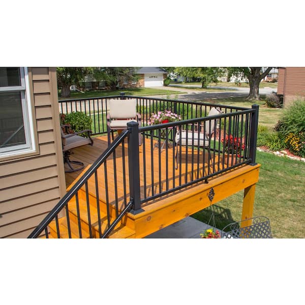 Plus Black Aluminum Textured Stair Bracket Kit (Top and Bottom Bracket with Necessary Screws)