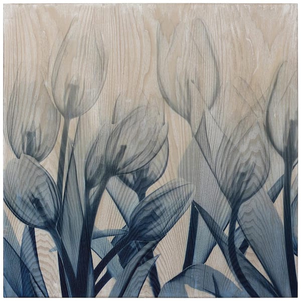 Empire Art Direct Blue Tulip X-Ray Photography Giclee Printed on Hand Finished Ash Wood Wall Art