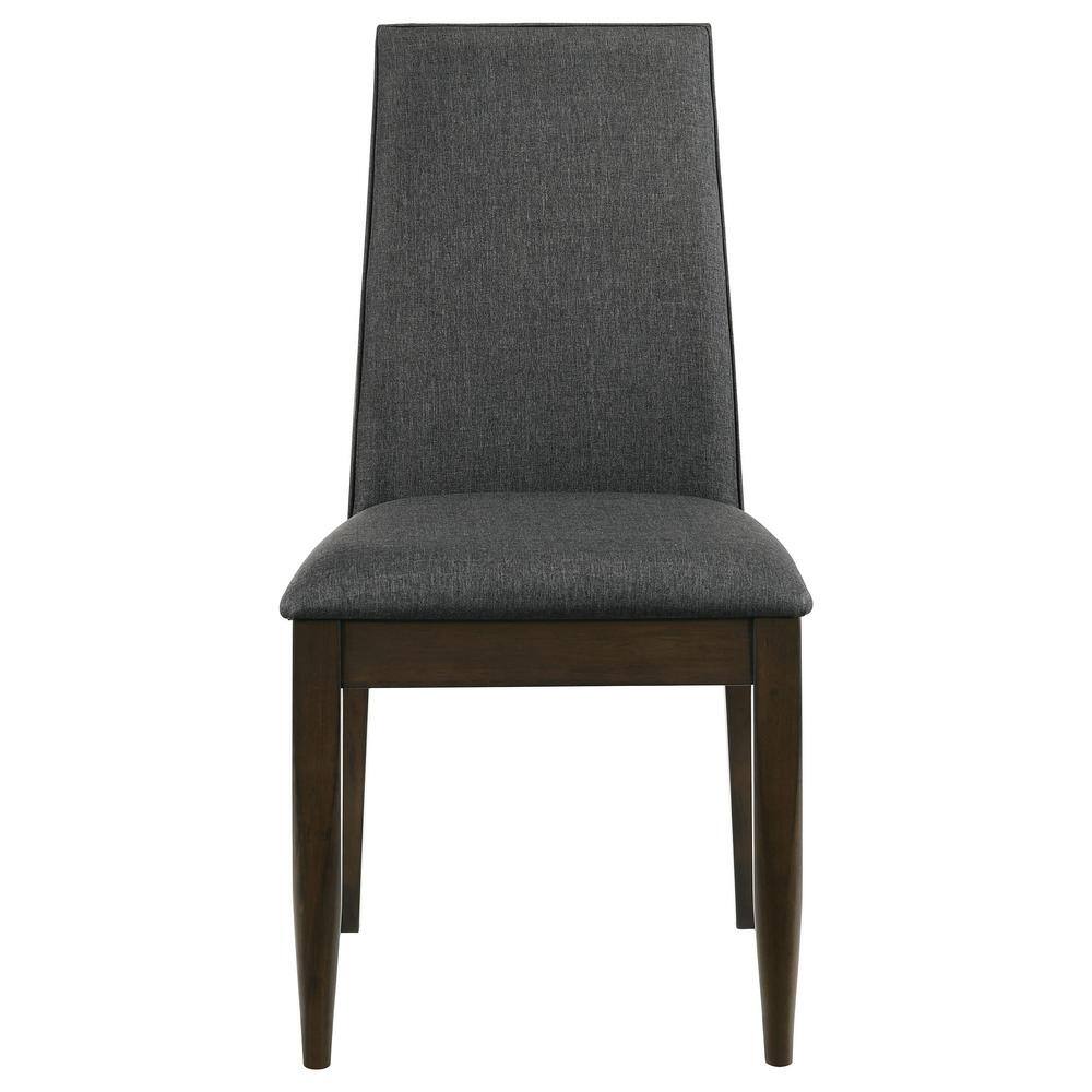 Gray Upholstered High Back Side Chair with Walnut Frame