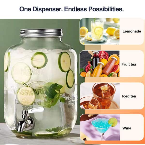 Wudkey 2 Pack 2 Gal. Beverage Dispensers with Stand and Spigot, Glass Water  Jug Dispenser, Great for Party, BBQ and Picnic LQ5Q20_7 - The Home Depot