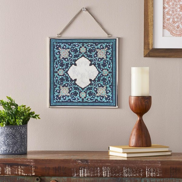 Unbranded Traditional Charming Transfer 1-Piece Framed Wall Decor Square Prnt 12 in. x 12 in. with Hanging Chain for Home Decor
