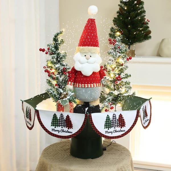 LuxenHome 31.49 in. H Animated Musical Snowing Christmas Trees and