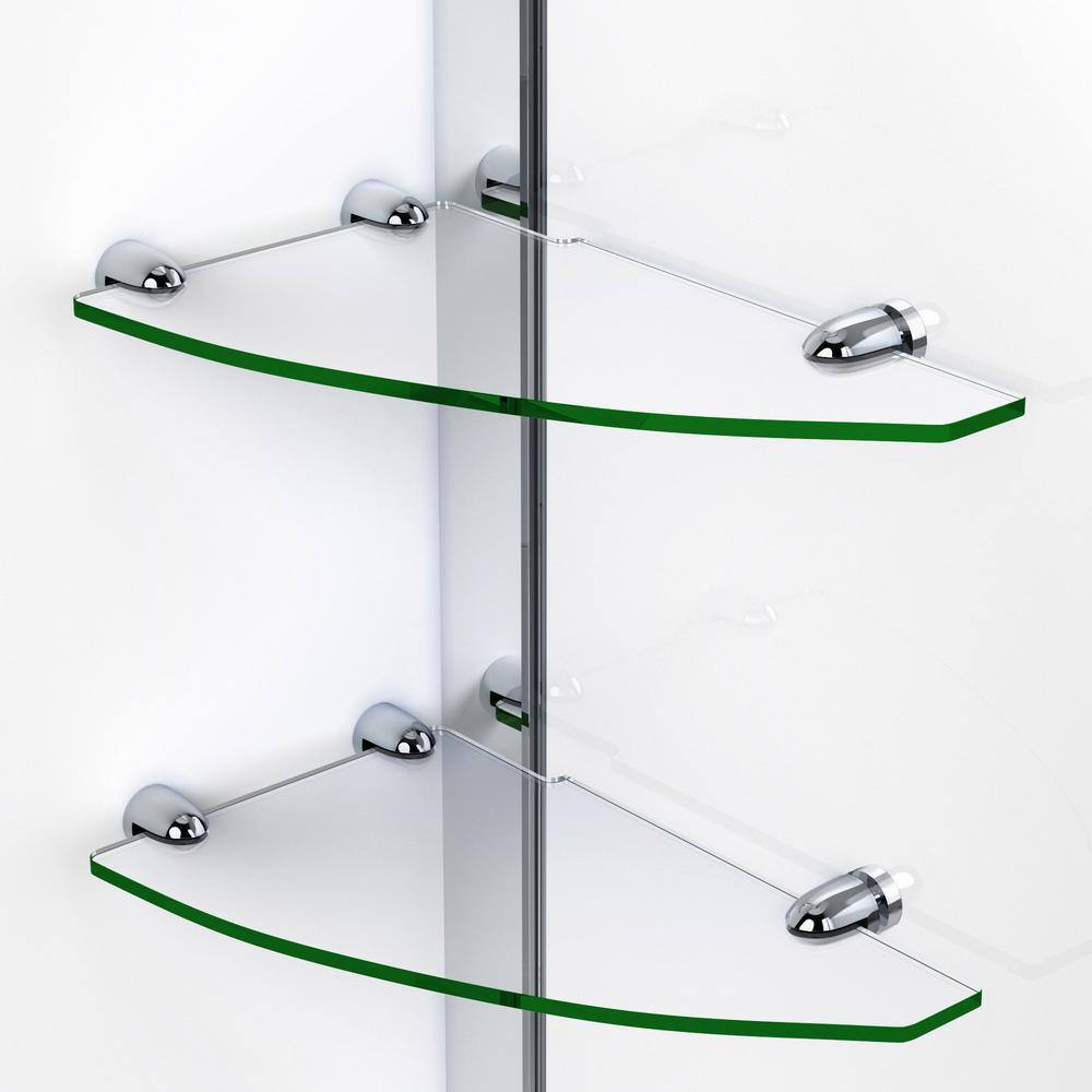 Matte Black Frameless Hinged Shower Door with Clear Glass