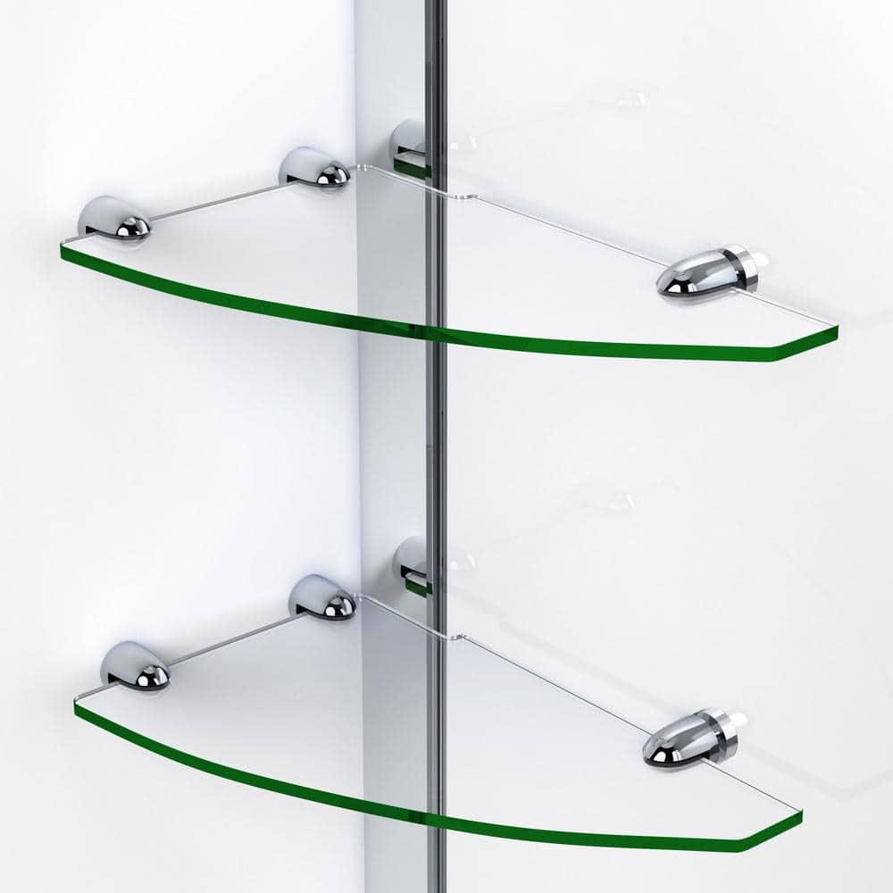Black Frameless Hinged Shower Door with Clear Glass, 61" x 72"