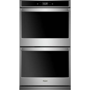 30 in. Smart Double Electric Wall Oven with True Convection Cooking in Black on Stainless Steel