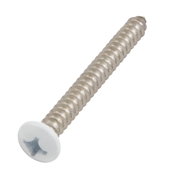 #12 x 2 in. White Stainless Steel Phillips Pan Head Standard Sheet Metal Screw (10-Pack)