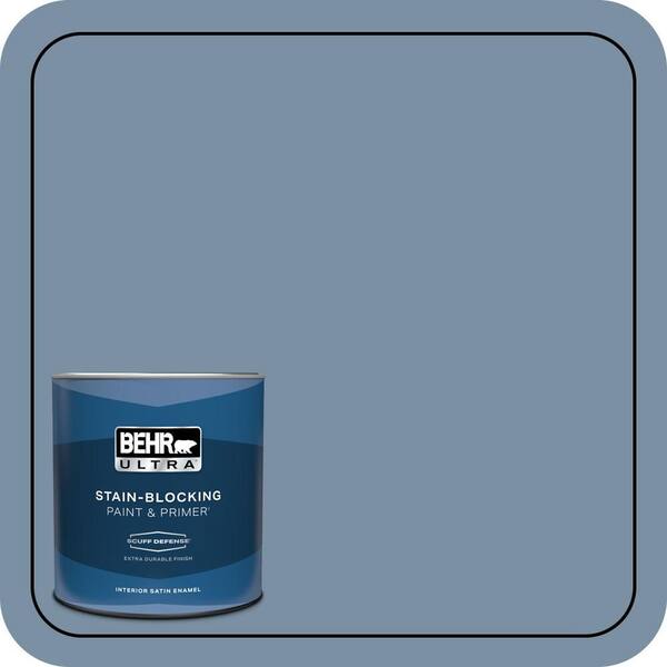 BEHR ULTRA 1 qt. #S510-4 Jean Jacket Blue Extra Durable Satin Enamel Interior Paint & Primer