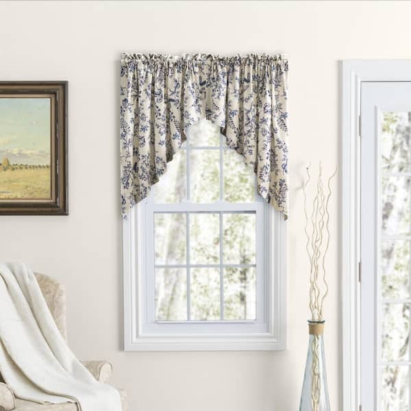 Waverly Garden 84 in. W x 36 in. L Tailored Swags in Indigo