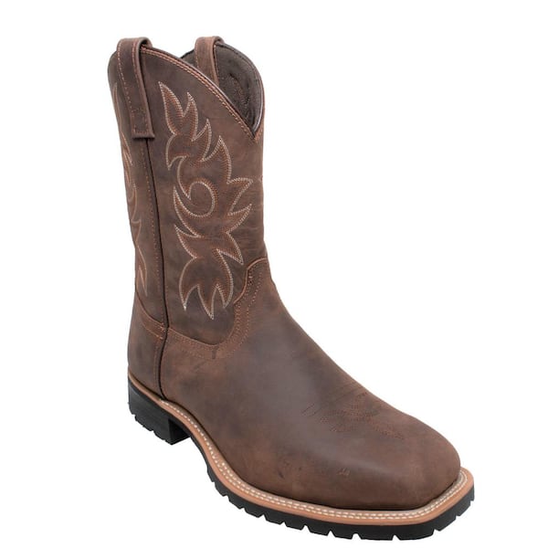 AdTec Men's Wellington Work Boots - Steel Toe - Brown Size 8.5(M)