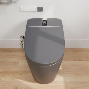 Smart Toilet Bidet 1.28 GPF Elongated with Auto Open&Close, Heated Seat & Massage, Foot Sensor Operation in Matte Gray