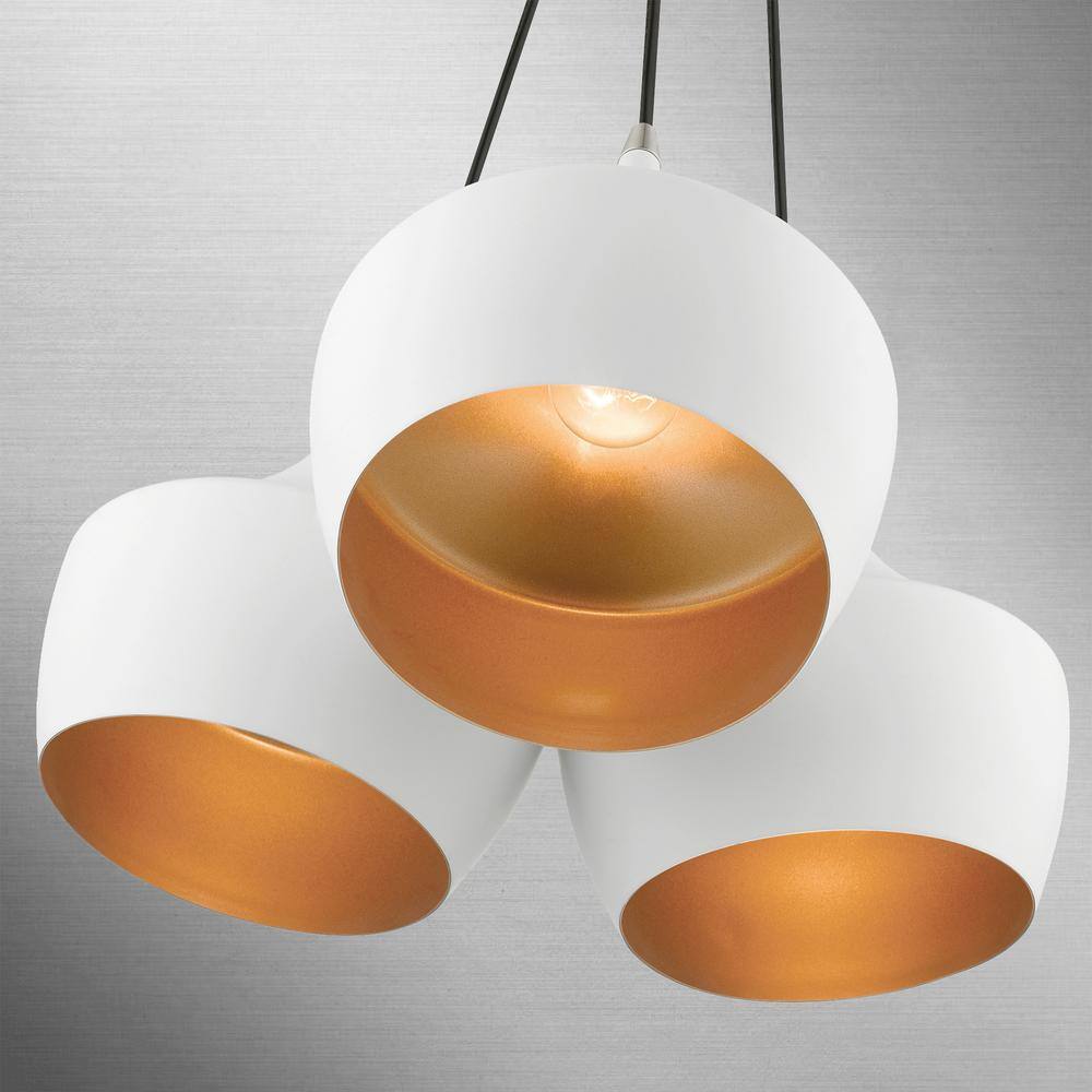 Waldorf White and Gold Steel Teardrop Cluster Pendant Light