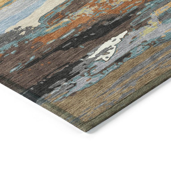 Chantille Machine Washable Indoor/Outdoor Abstract ACN2249 Mocha 5 ft. x 7 ft. 6 in. Area Rug