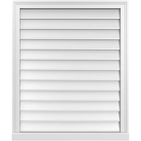 Ekena Millwork 30" x 36" Rectangular White PVC Paintable Gable Louver Vent Non-Functional