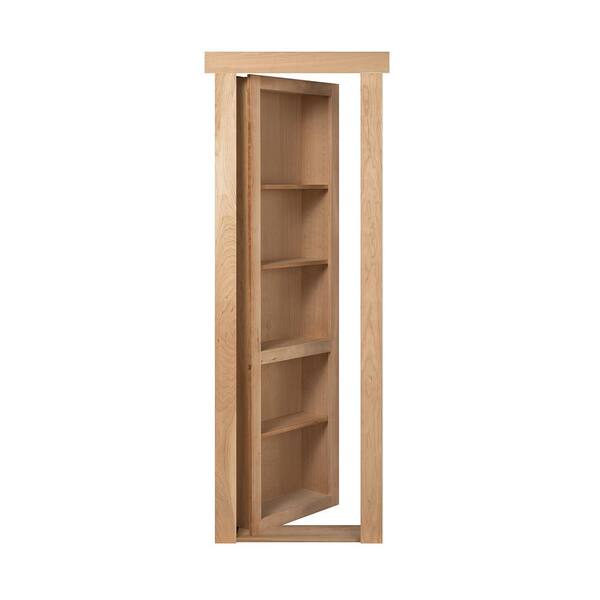 The Murphy Door 36 in. x 80 in. Flush Mount Assembled Cherry Unfinished Universal Solid Core Interior Bookcase Door