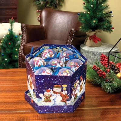 Winter Wonderland Snowman Christmas Tree Ornaments in Decorative Box (Set of 14)