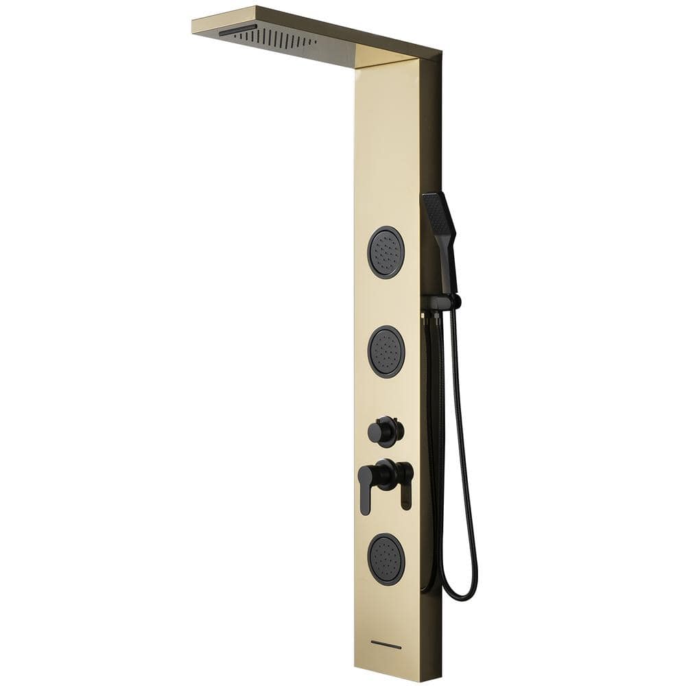 Black Gold Thermostatic Shower Panel with Body Jets