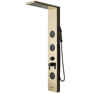 3-Jet Rainfall Shower Panel System with Rainfall Shower Head and Shower Wand in Black Gold