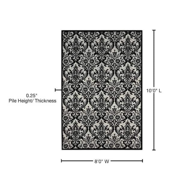 Highlawn Damask Indoor / Outdoor Area Rug in Yellow/Black/White Andover Mills Rug Size: Rectangle 7'9 x 10'6