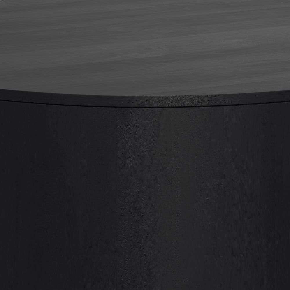 Millbury Black Solid Wood 36" Round Drum Coffee Table