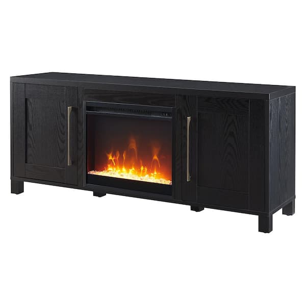 Meyer&Cross Chabot 58 in. Freestanding Black Grain TV Stand with Crystal Electric Fireplace Fits TV's up to 65 in.